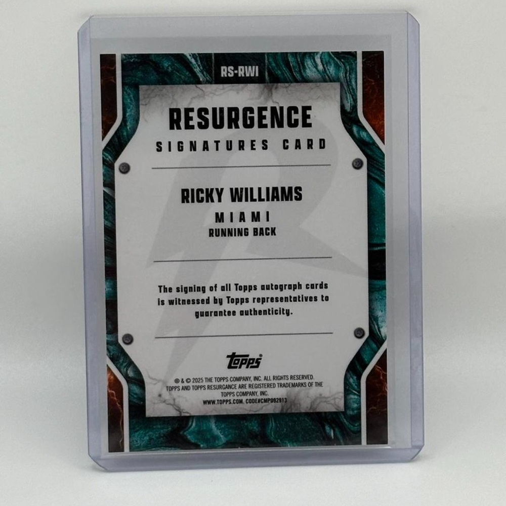 ๐ฅ SOLD ๐ฅ Ricky Williams Autographed Football Card - Picture 2 of 2